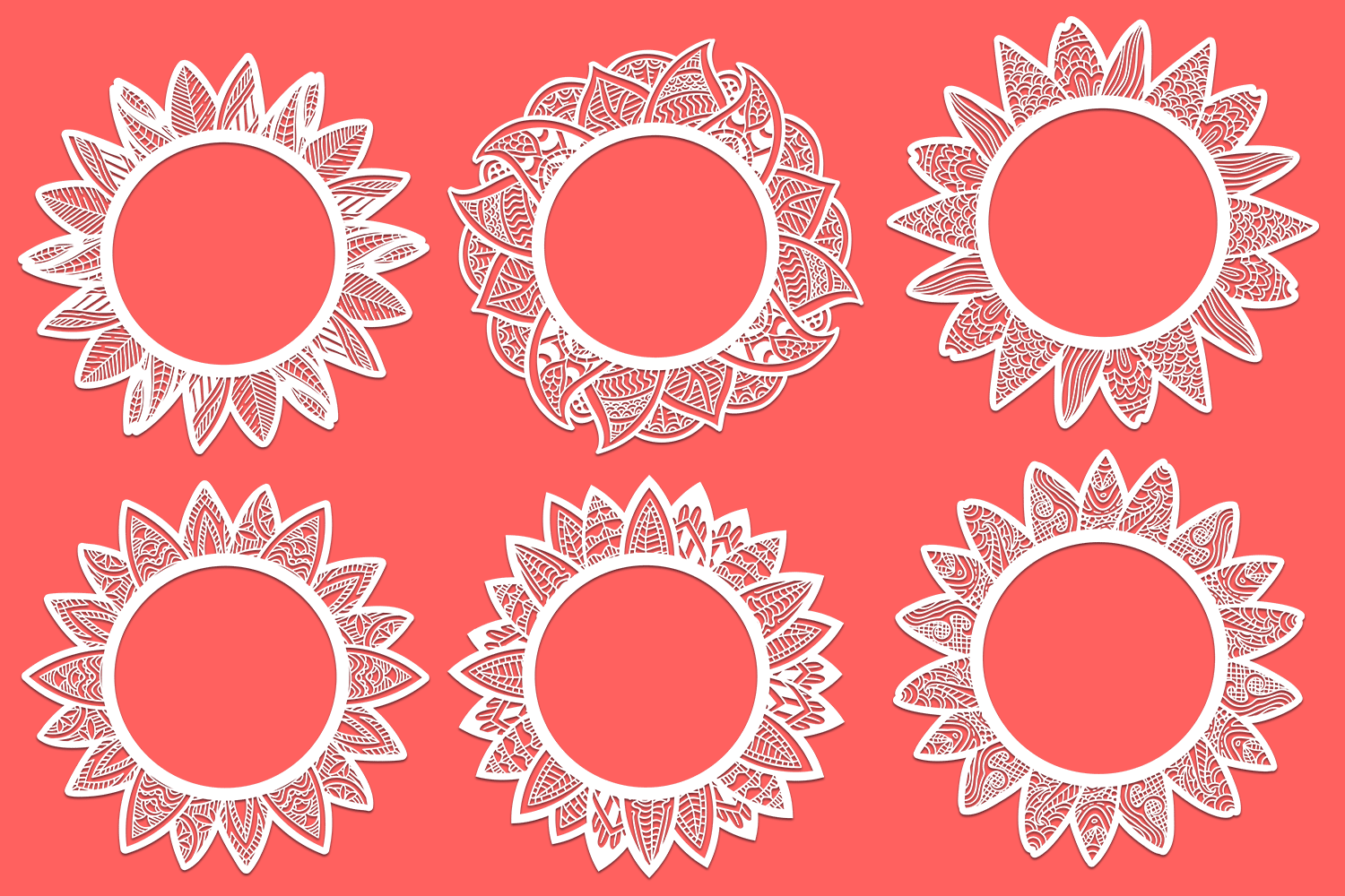 Download 24 Zentangle Sunflowers SVG Cut Files - Designious